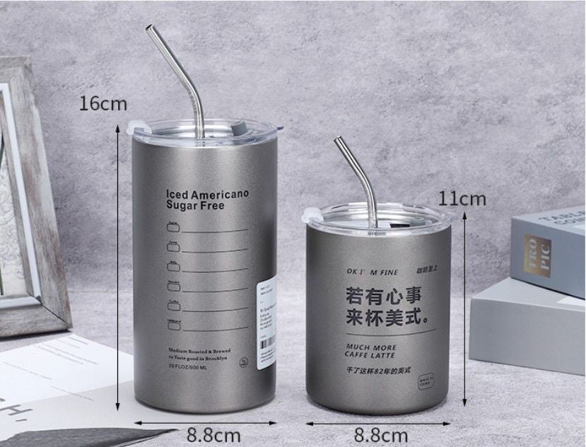 Stainless Steel Ice Coffee And Tea Tumbler, Portable Leakproof Coffee Tumbler, Travel Insulated Car Tumbler With Lid Stainless Steel Ice Coffee And Tea Tumbler, Portable Leakproof Coffee Tumbler, Travel Insulated Car Tumbler With Lid